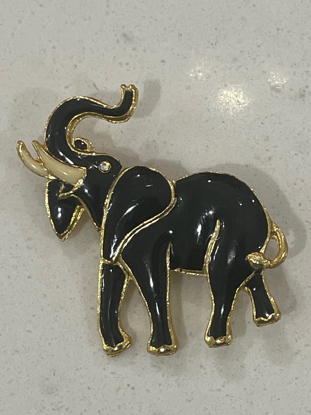 Black and Gold Elephant Enamel Pin - Elegant Home Accent